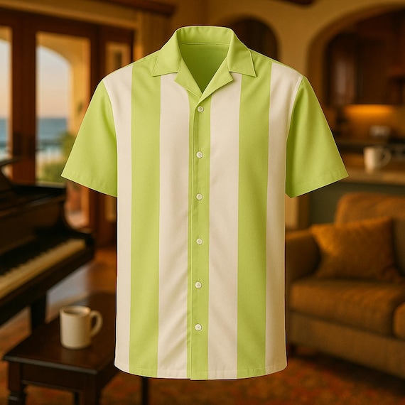 Charlie Harper Style Bowling Shirt | Retro Light Green Oversized Fit
