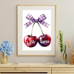 LSU Cherries Wall Art: Louisiana State University Dorm Decor (Digital Download)