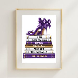 LSU Art Print: Purple Heels, Baton Rouge Landmarks (Digital Download