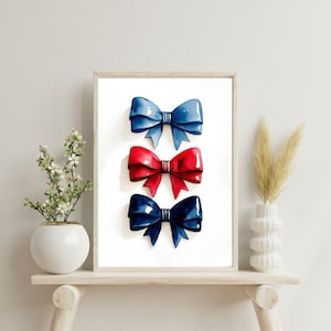 Ole Miss Watercolor Ribbon Bows Print: University of Mississippi Wall Art (Digital Download)