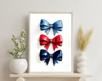Ole Miss Watercolor Ribbon Bows Print: University of Mississippi Wall Art (Digital Download)