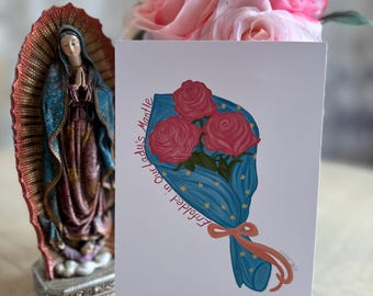 Cartões de Nossa Senhora de Guadalupe: Rosas, Arte Católica, Presente Cristão