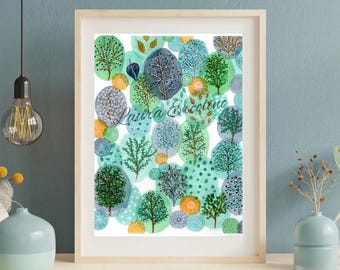 Pintura original em aquarela de uma árvore – Arte cristã inspirada nas Escrituras (8x10)