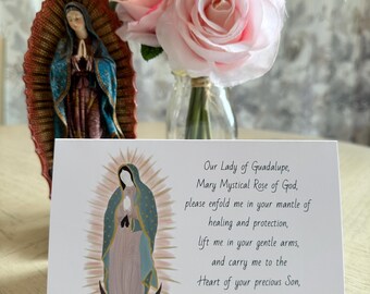 Cartões de Nossa Senhora de Guadalupe: Oração de Cura com Arte Católica, 4x6 (Conjunto de 4)