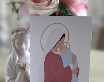 Arte católica da Mãe Santíssima e do Menino Jesus/Cartões comemorativos em branco/Impressões artísticas