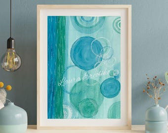 Respiração Tranquila | Aquarela Abstrata | Impressão Artística Inspirada na Fé