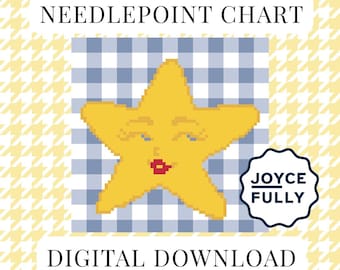 Starfish Cross Stitch Pattern PDF, Coastal Gingham Beach Needlepoint Chart, Instant Download