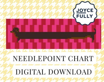 Dachshund Bookmark Cross Stitch Pattern PDF, Long Dog Wiener Dog Needlepoint Chart, Instant Download