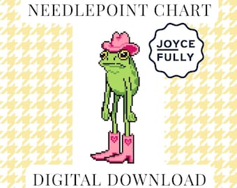 Cowgirl Frog Rodeo Needlepoint Chart, Frog Cross Stitch Pattern PDF,  Funny Instant Download