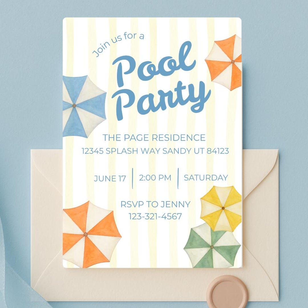 Pool Party Invitation • Canva Template 5x7” • Summer Birthday Swim ...
