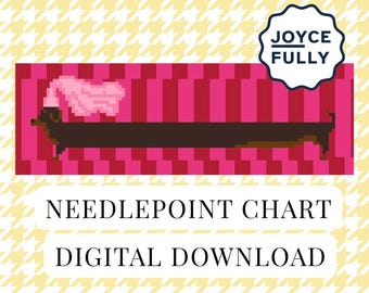 Dachshund Bookmark Cross Stitch Pattern PDF, Princess Wiener Dog Needlepoint Chart, Instant Download