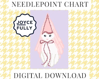 Princess Cat Cross Stitch Pattern PDF, Coquette Kitten Fairy Tale Needlepoint Chart, 18 Mesh Instant Download