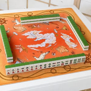 Wunderliche nautische Engel Kunst Mahjong-Matte, Vintage Ozean Mahjong-Matten-Design