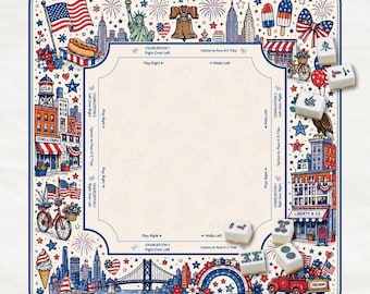 Patriotic USA Mahjong Mat, Fourth Of July Game Mat, American Flag Mahjong Table Cover, Holiday Playing Surface, Unique Gift