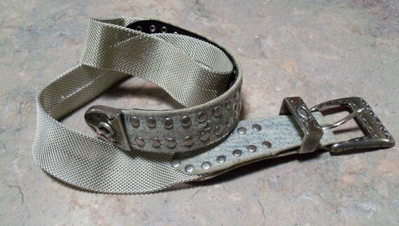 Vintage silver toned Mesh Belt Vintage Fashion Silver Tone Mesh and rectangular elements  main image 4