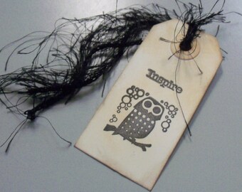 Owl Vintage Themed Gift Tags - 4 Small Gift Tags - Vintage Style Gift Tags - Hand Stamped and Inked Distressed