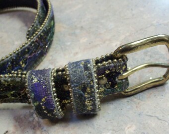 Glitter Belt • Vintage 80s Belt • Gold Edged Belt • Funky Belt • Gold Glitter Belt • Hippie Belt - Boho Belt
