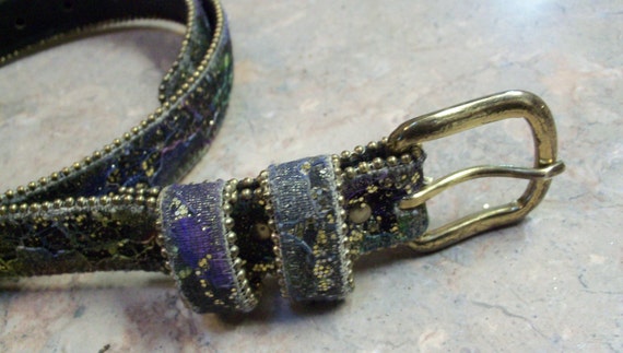 Glitter Belt • Vintage 80s Belt • Gold Edged Belt… - image 1