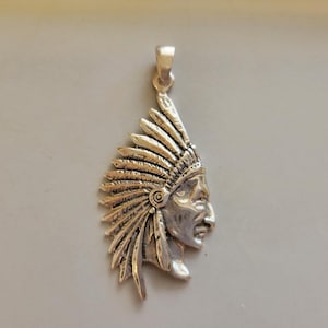Indianer Häuptling Kopf Anhänger-925 Sterling Silber Indische Anhänger-Sterling Silber-Western Charm-Native American Charm-Herren Anhänger