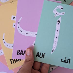 Arabic  ALPHABET flashcards  for Kids |PDF Download| Arabic Letters Tracing • Arabic Learning cards printable.