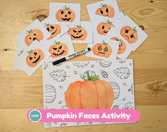 Pumpkin Faces Emotions Matching Game: Fall Toddler Activity (PDF)