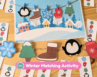 Winter Matching Activity | Christmas Preschool Activity | Fine Motor Skills Game