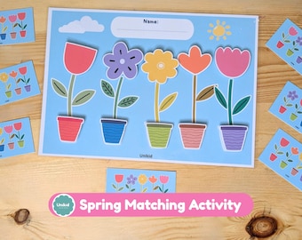 Spring Flower Matching Game | Preschool Fine Motor Activity (Digital Download