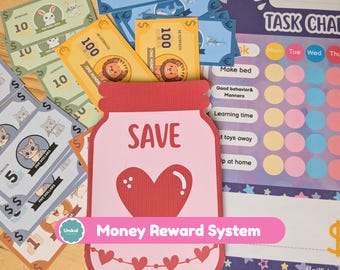 Kids Chore Chart & Play Money | Saving Challenge Reward System (PDF Download)