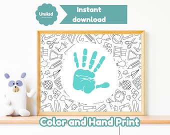 First Day of School Handprint Art: Kids Printable Keepsake (PDF Download)