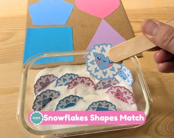 Vorm passende sneeuwvlokken activiteit | Kerstvoorschoolse activiteit | Spel fijne motoriek