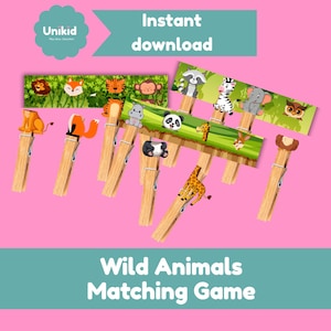 Jungle Animals Matching Game: Printable Busy Bag Activity (PDF Download Only)