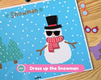 Dress up the Snowman Activity | Christmas Preschool Activity | Fine Motor Skills Game