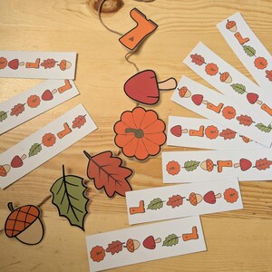 Fall Pattern Matching Printable Autumn Preschool Activity Sequencing ...