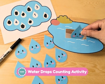 Rain Drops Counting Activity: Number Match Activity (Printable) for preschoolers and toddlers