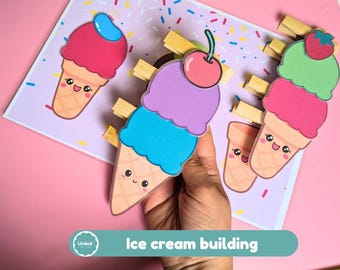 Montessori Ice Cream Building Activity | Toddler Fine Motor Skills Learning Game (Printable)
