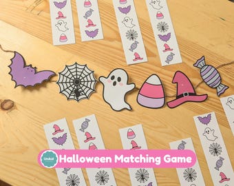 Halloween passende druckbare Vorschulaktivitätsreihenfolge und Feinmotorik beschäftigt Tasche