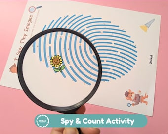 I Spy Tiny Images Fingerprint Activity | Preschool Counting Worksheet (Digital Download)