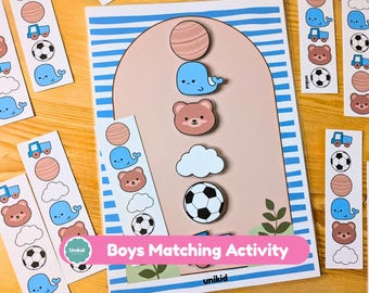 Boy Themed Matching Activity | Fun Preschool Activity | Fine Motor Skills Game