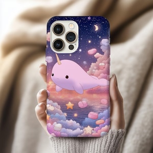 Dreamy Cloud Design Pastel Background Night Sky Star Pattern Cute Aesthetic Phone Case Protective Cover Marine Artwork Fantasy Style Kawaii