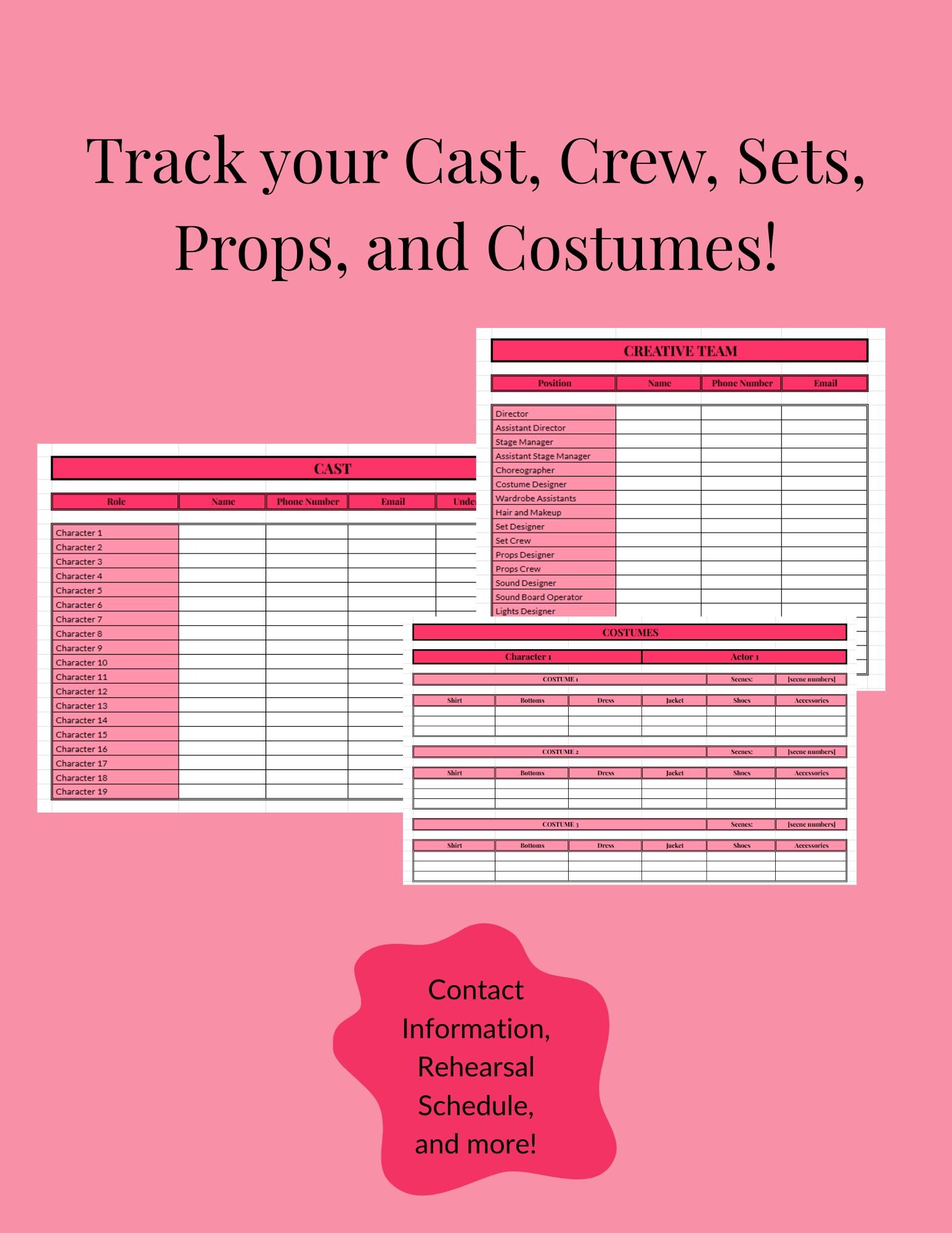 Prop Line Tracker Example Theatre Show Tracking, Show Budget/planner, Costume/prop/set List ...