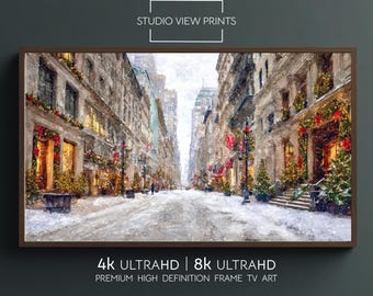 City Street Winter Frame Tv Art, Digital Download, StudioViewPrints TV138