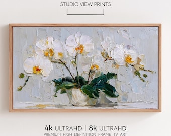 Orchids Samsung Frame TV Art, Textured Floral Oil Painting, Digital Download, StudioViewPrints