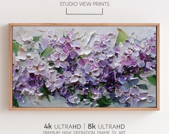 Lilacs Samsung Frame TV Art, Textured Floral Spring Oil painting, Digital Download, StudioViewPrints