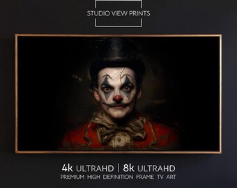 Vintage Portrait Creepy Frame TV Art, Halloween Portrait,  Dark Academia Clowncore Instant Download, StudioViewPrint