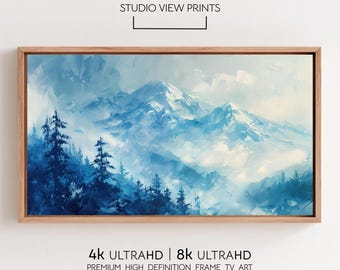 Winter Forest Samsung Frame Tv Art, Mountain Landscape Painting, StudioViewPrints