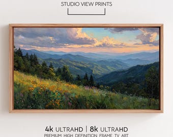Mountain Landscape Samsung Frame Tv Art, Oil Painting, Digital Download, StudioViewPrints