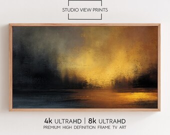 Moody Abstract Samsung Frame Tv Art, Amber Landscape Oil Painting, StudioViewPrints