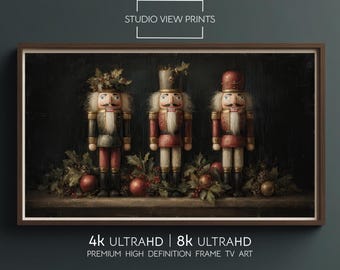 Vintage Nutcracker Holiday 4k & 8k Samsung frame tv art, Christmas iPhone wallpaper, screensaver, instant download, StudioViewPrints TV105