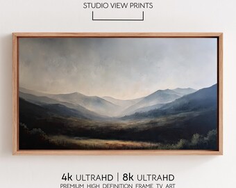 Mountain Range Samsung Frame Tv Art, Dark Moody Landscape Painting, Digital Download, StudioViewPrints