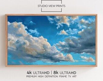 Clouds Samsung Frame TV Art, Blue Sky 4k 8k Instant Download, Screensaver, Wallpaper, StudioVideoPrints TV117
